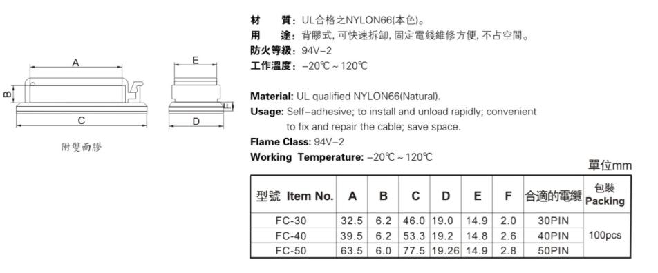 SELF ADHESIVE WIRE CLIP FC-30